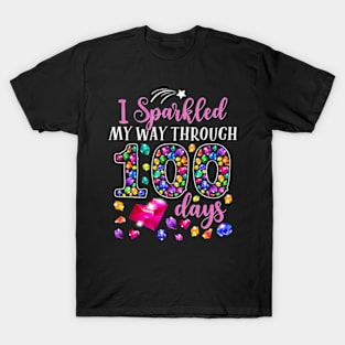 I Sparkled My Way Through 100 Days Sparkling Teacher Student T-Shirt